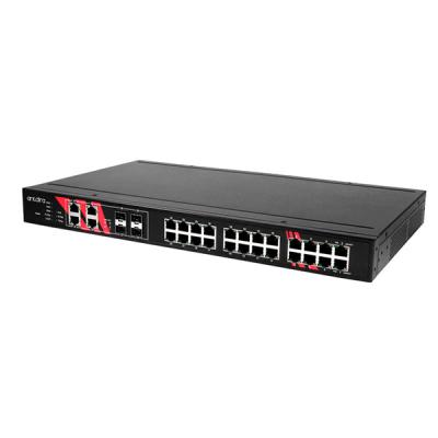 28-Port Managed POE Industrial Gigabit Switch, 48-55VDC, -40 - 75C